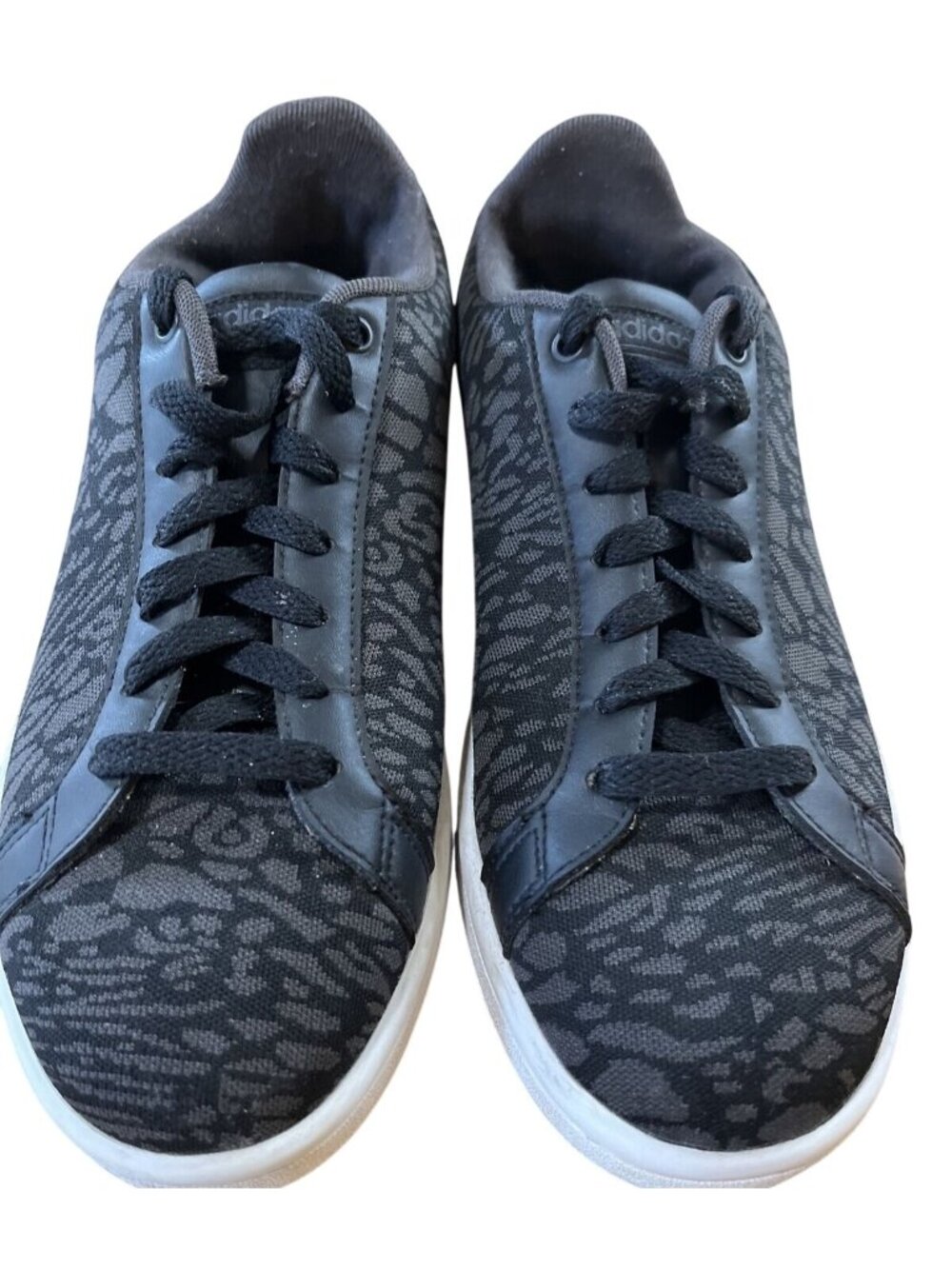 Adidas Cloudfoam Black / Dark Grey Animal Print Sneaker Shoes Size Women's 8.5M